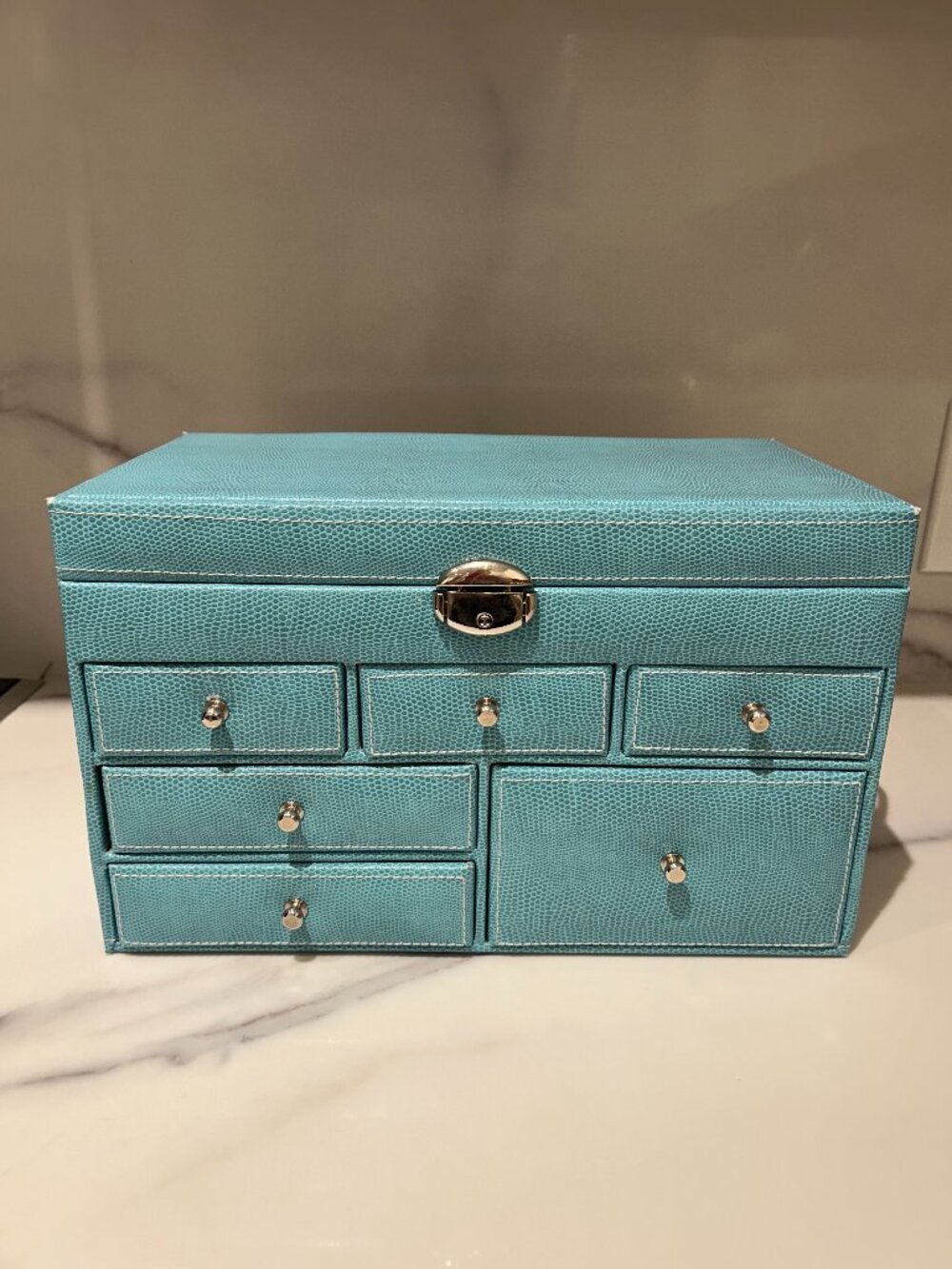 Jewellery Box - Embossed Blue Vinyl